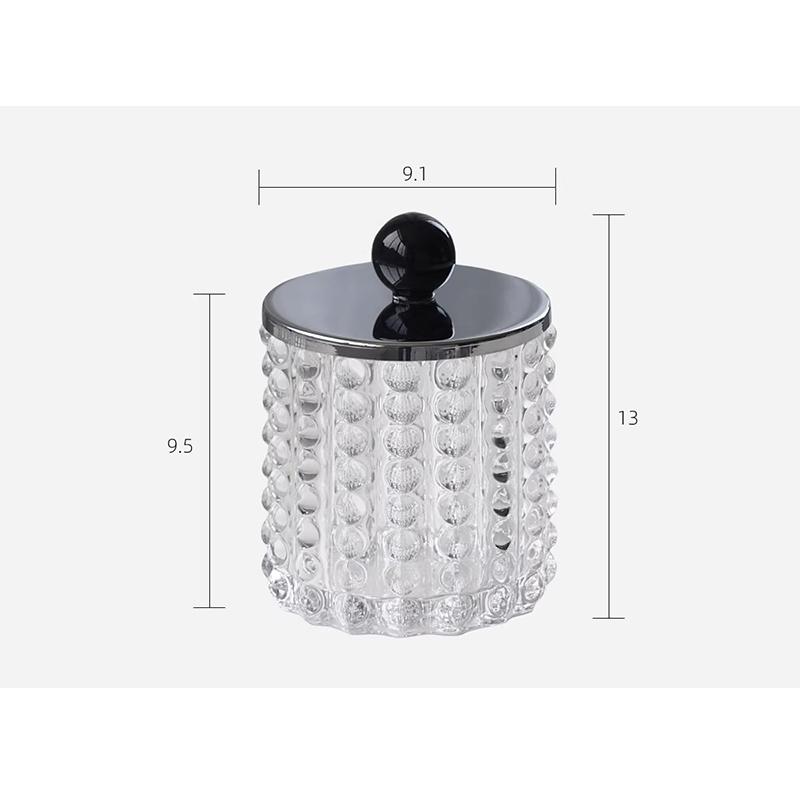 European Style Bead Dot Glass Jar Bedroom Desktop Jewelry Cosmetics Cotton Swab Box Home Multifunctional Candy Nuts Storage Jar