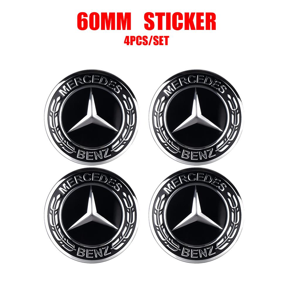 56/60/65mm Aluminum Auto Wheel Center Cap Stickers Benz Badge Tire Accessories For Mercedes Benz G S R C E B A Class E300 S200