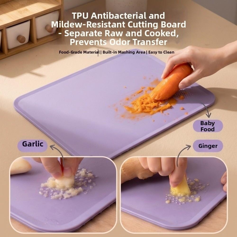 Multi-functional Square TPU Cutting Board Anti-Mold Double-Sided Chopping Block Flexible Soft Vegetable Chopping Board Camping
