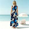 Women's U-Neck Sleeveless Maxi Dress,Fresh Floral Print,Flowy Lightweight Swing Hem Ideal for Beach Vacation,Daily Home Casual Summer Outfit