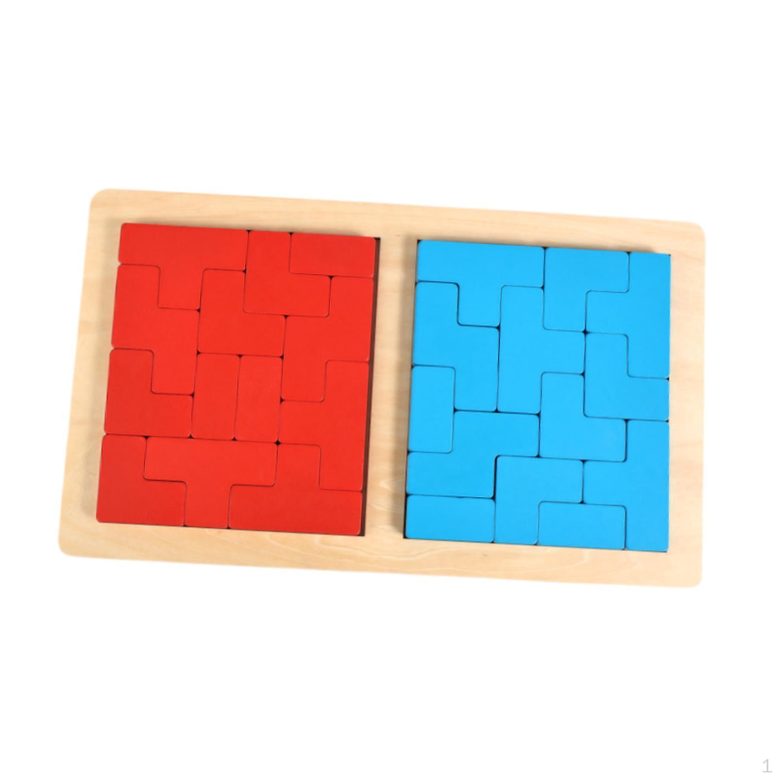 Wooden Puzzle Pattern Blocks, Tangram Educational Toys, 3D Russian Building Toy Brain Teasers