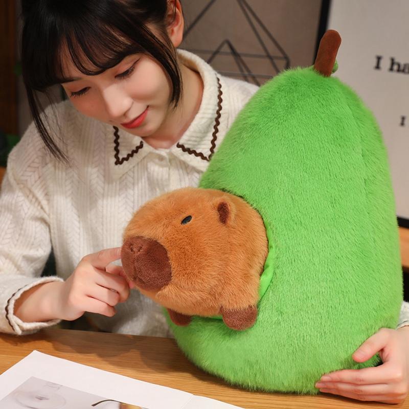 Morbido 45cm Peluche Cartone Animato Avocado Capibara Mela Maiale Combinazione Trasformazione Animali Bambole Regali per Bambine