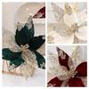 Addobbo Ghirlanda Floreale di Natale 29CM con Tessuto Floccato Glitterato e Paillettes Scintillanti per Progetti Fai-da-Te Festivi
