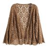Damen Strickjacke mit Cut-outs Baumwolle Locker Sommer Sonnenschutz Spitze Offen vorne Bluse