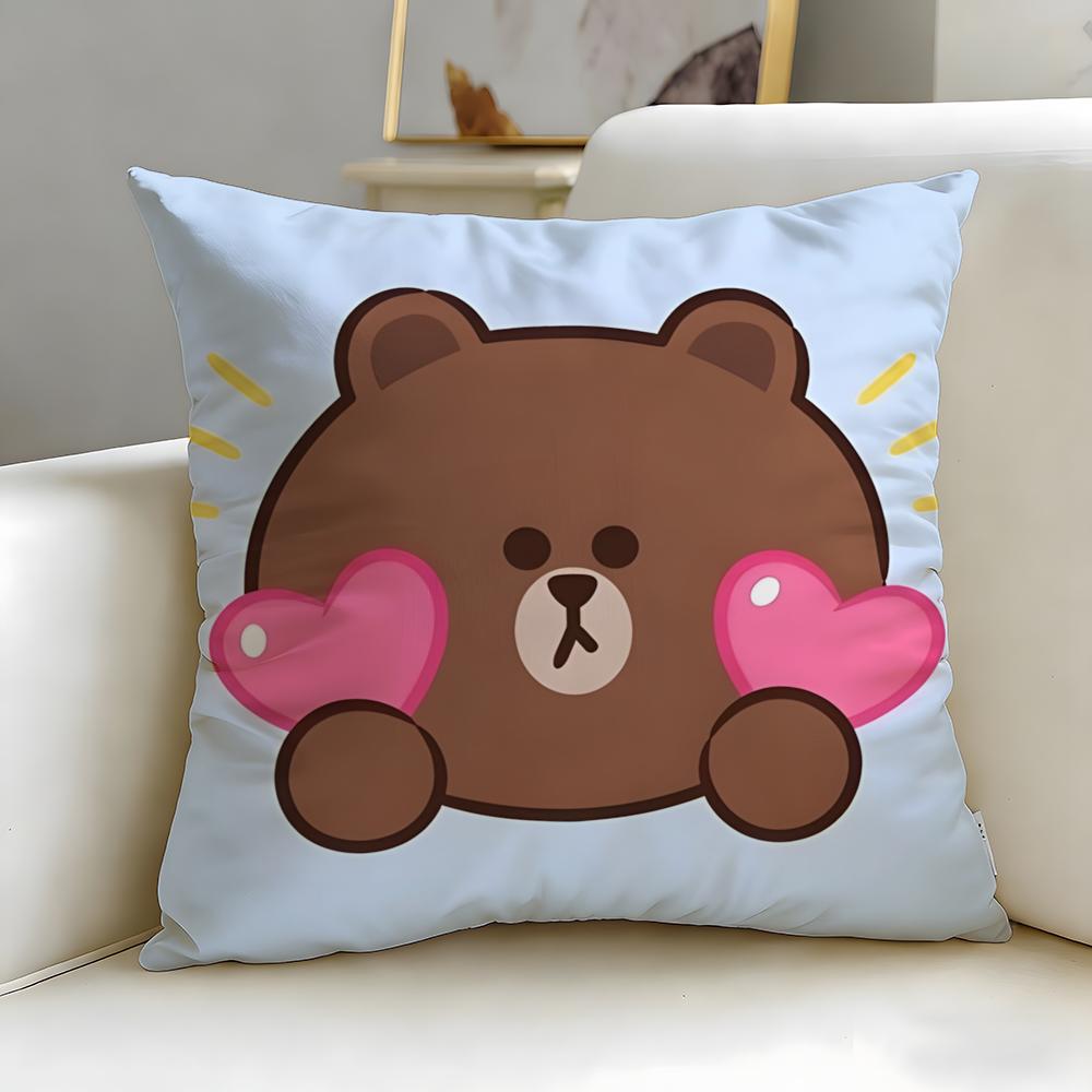 classic cartoon Cartoon Bear Cushion Cover Soft  EasyWash Pillow Case  Versatile for Couch Bed Travel and Office