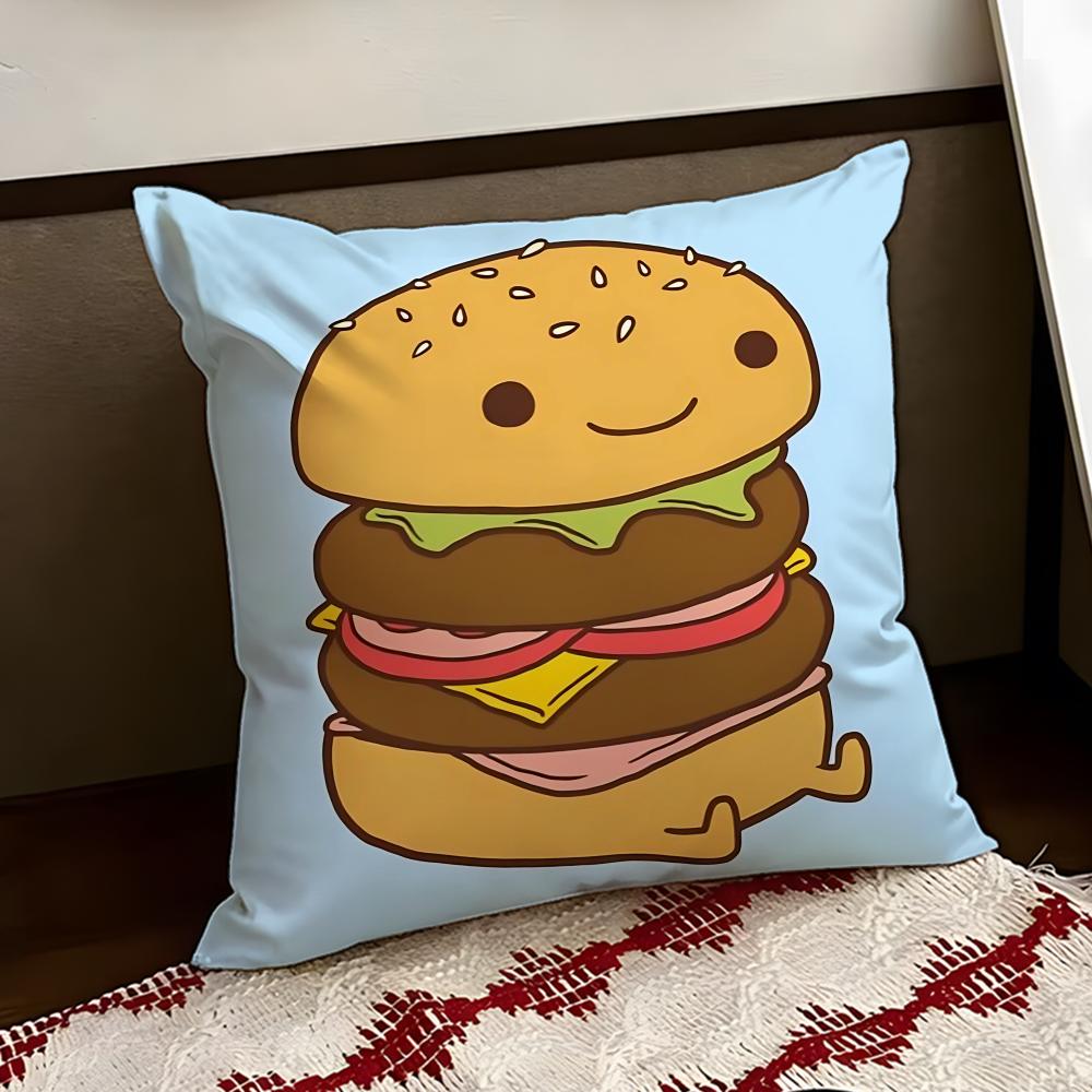 Smoky Burger Cushion Cover Reversible Soft Durable Pillow Cover Home Car MultiScene Use for Daily Comfort