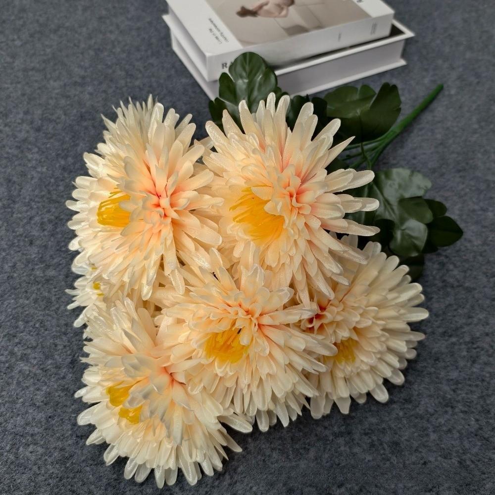 New 7 Heads Artificial Chrysanthemum Polychrome Large Fake Flower Anti-fading DIY Chrysanthemum Bouquet Home Decor