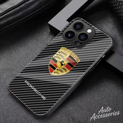 For Porsche Wheels Phone Case Carbon Fibre for iPhone 16 15 13 14 11 12 Pro Max 12 XR XS 16 Plus 15Pro MAX Cover Shell Stickers
