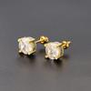 Rock Hip Hop Iced Out Stud Earring for Men Male Ice Studded Zircon Gold Color Piercing Ear Accessories Hiphop Trend