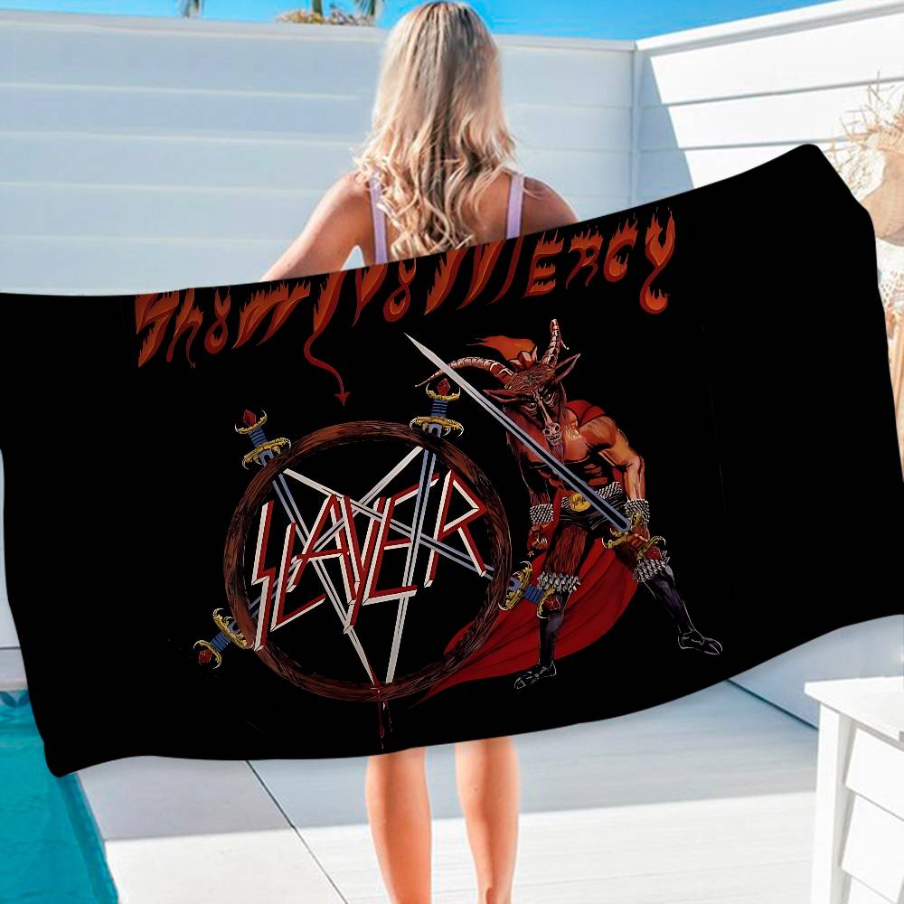 Slayer Heavy Metal Band Music Bath Towel Microfiber Soft Water Absorbing Breathable For Girl Kids Decorative Cartoon