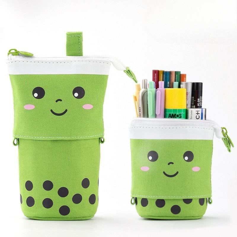 1 peça Estojo de Lápis de Grande Capacidade|Porta-Papelaria Espaçoso com Design de Rosto Sorridente, Extensão Telescópica