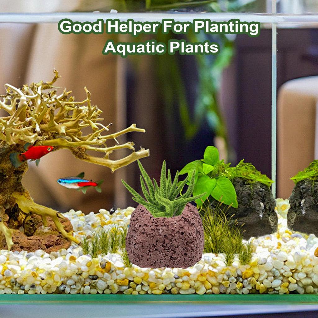 Aquarium Plant Weights 4 Pieces Volcanic Stone Anti-Floating Aquatic Water Plant Fixed Rings For Freshwater Shrimp Pond Pool