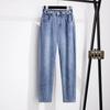 Female Spring and Autumn Casual High-waisted Big Yards Denim Trousers Loose Commuter Old Man Trousers