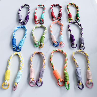 Dopamine Color Braided Three-strand Twist Short Rope Mobile Phone Lanyard Water Cup Keychain Universal Portable