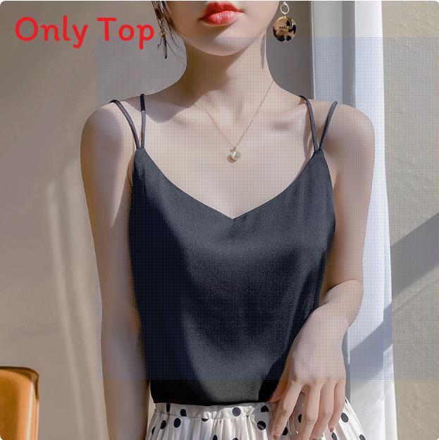 Acetate Material Sleeveless Top With Double Strap Design For Casual Women Wear