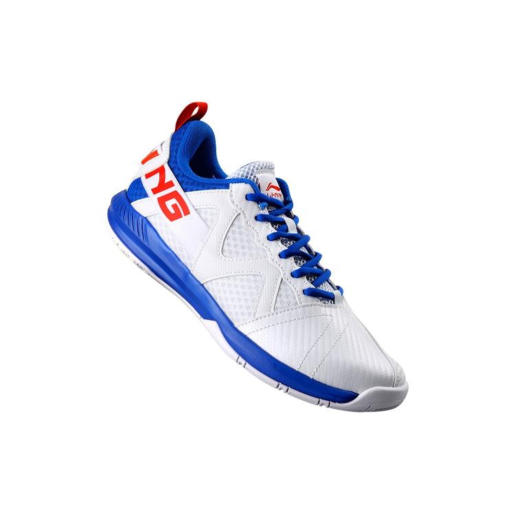 New LiNing Cushioned Anti Slip Wear Resistant Breathable Lightweight Low Top Running Shoes Men's White Blue AYTQ023-1