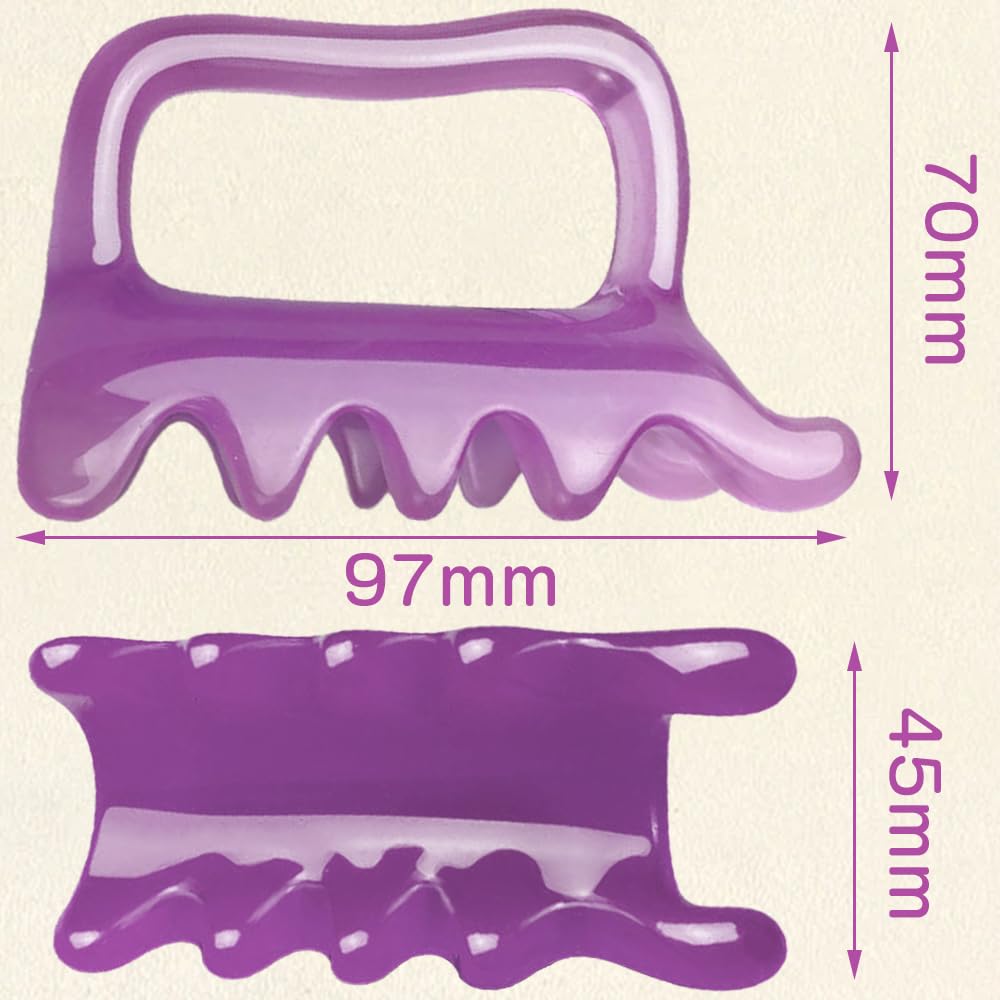 Gua Sha Plate with Acupressure Massage Tool for Relieving Stiff Neck and Shoulder Lymphatic and Muscle Purple Handle, Pain, Massage, Relief, Unisex,