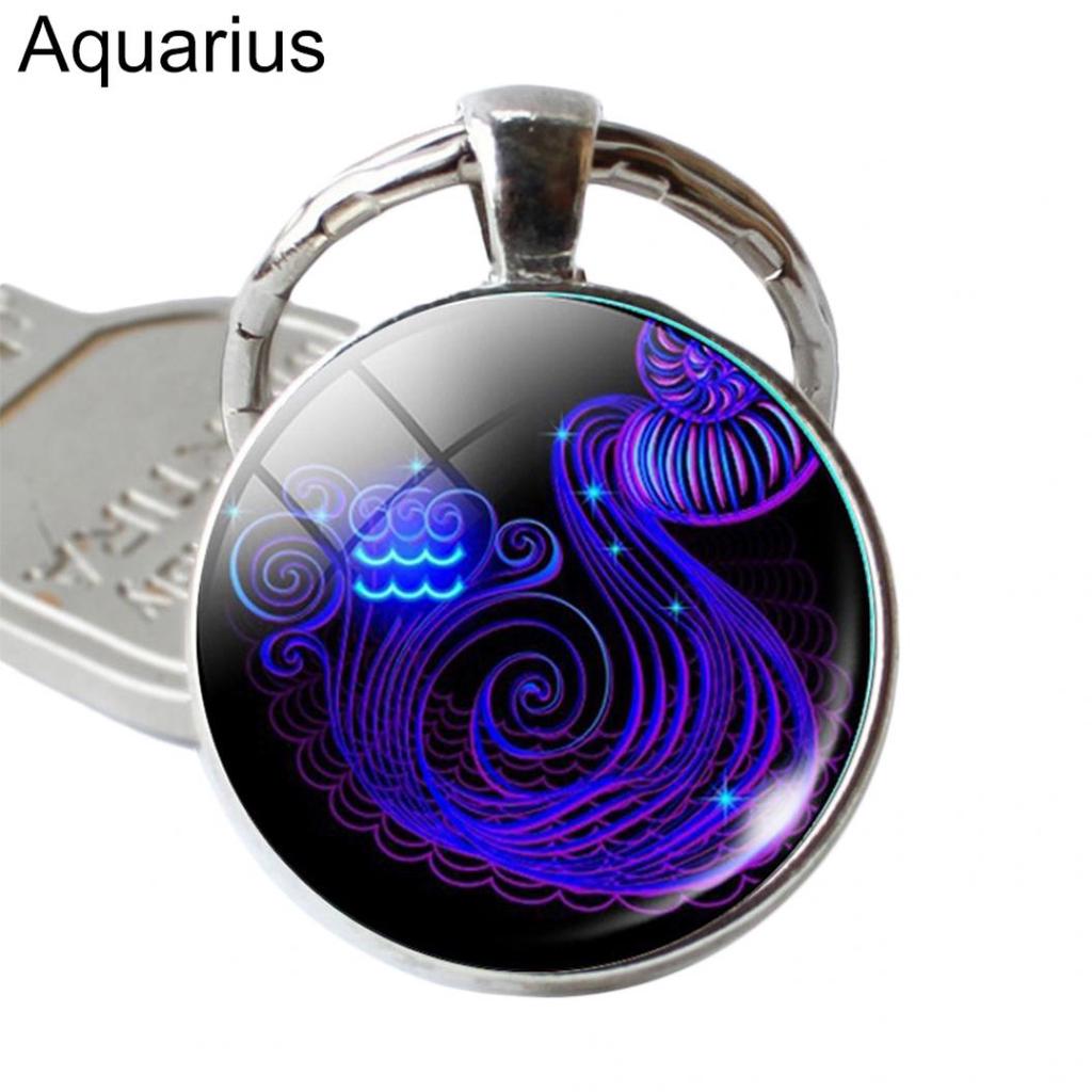 12 Sternbild Sternzeichen runder Glasanhänger Schlüsselanhänger Schlüsselanhänger Geschenk