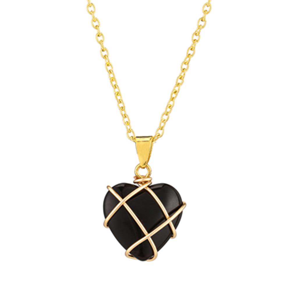 Crystal Heart Necklace with Natural Colored Gemstone Pendant - DIY Wire-Wrapped Heart Shape