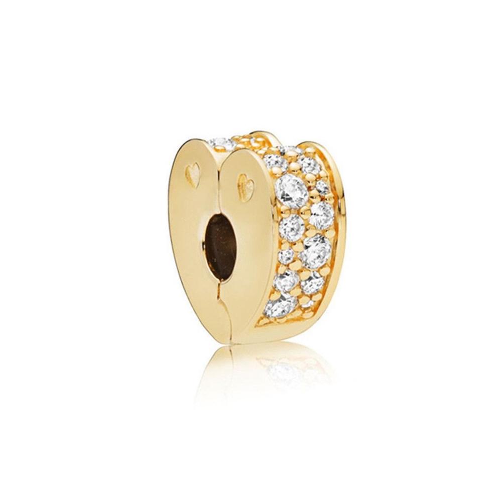 New Shining Path Clear Pavé Clip Charms Fit Originalcharms Bracelet Trinket Copper Charm Bead For Women Jewelry Making