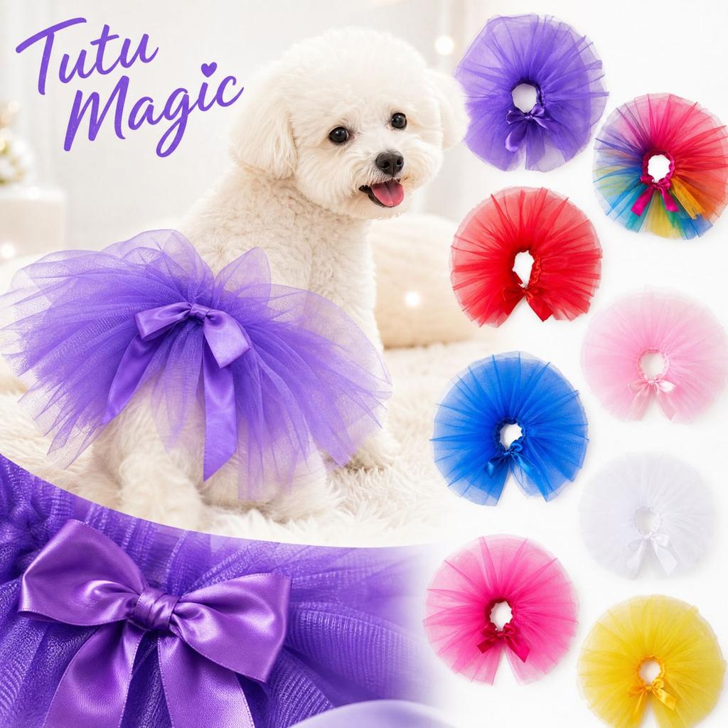 Pet Dog Skirt with Shiny Tulle Back Tie for Holiday Costume Dress Up