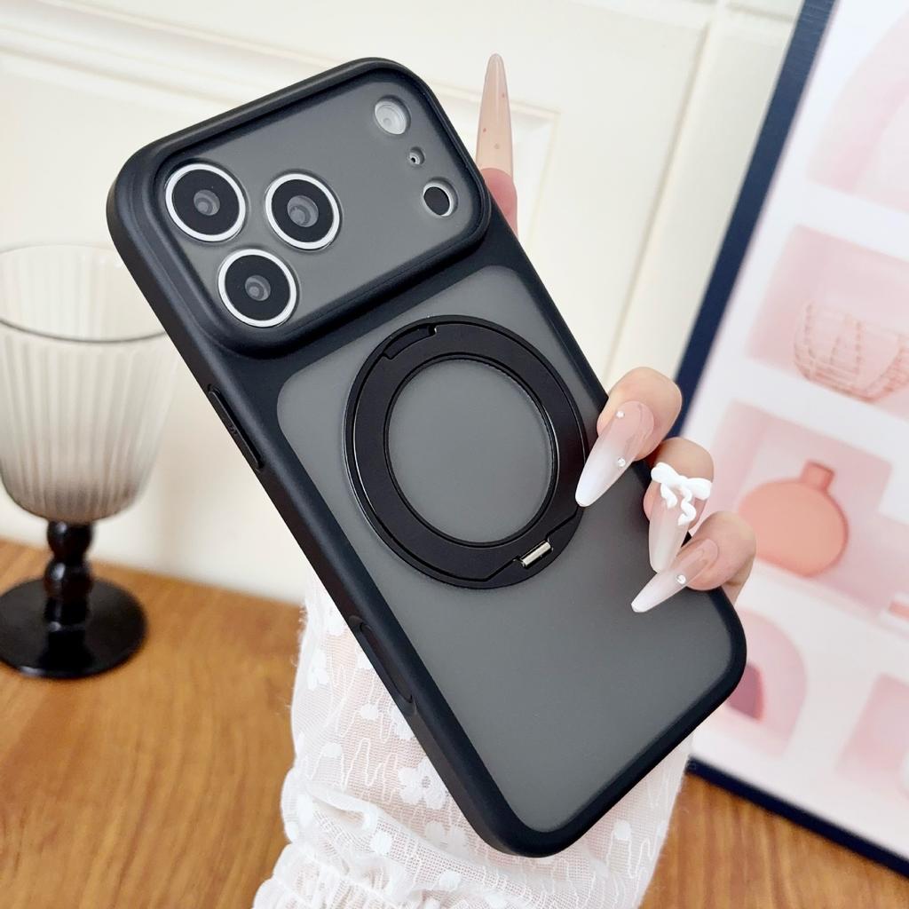 Fine hole skin feeling 360 rotating magnetic attraction is suitable for iPhone17promax bracket, mobile phone case, Apple 16 matte cover.