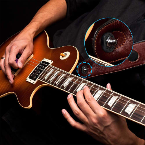 Set of 10 Guitar Strap Locks, Instrument Accessories, Anti-Drop Rubber Strap Locks for Guitar and Bass (Black)