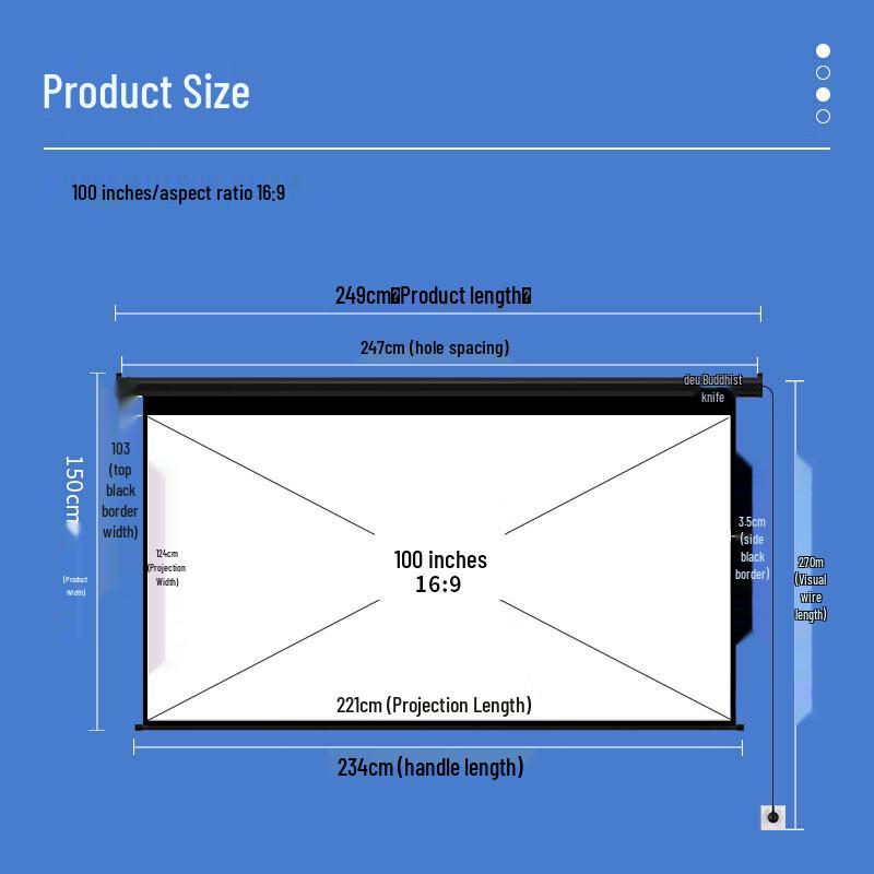 Deli 100-inch 16:9 Electric Projection Screen