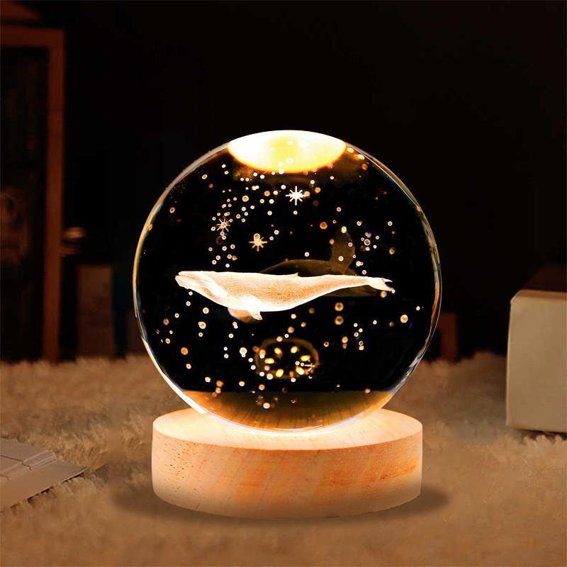 Crystal Ball Night Light With Deer Glass Material Resin Craft Gift Unique Novelty