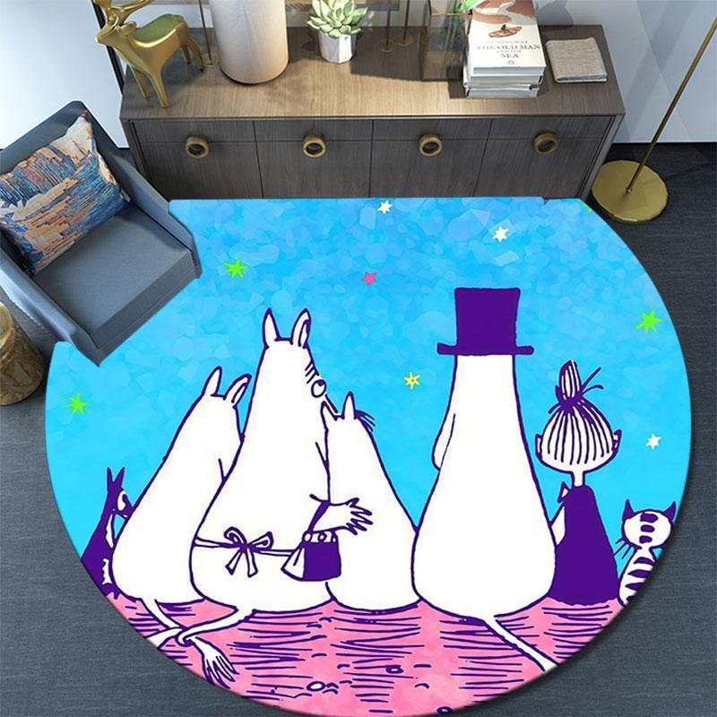 Moomin2,Round Area Rug,Carpet Rug for Living Room Bedroom Sofa Playroom Decor,Non-slip Floor Mat