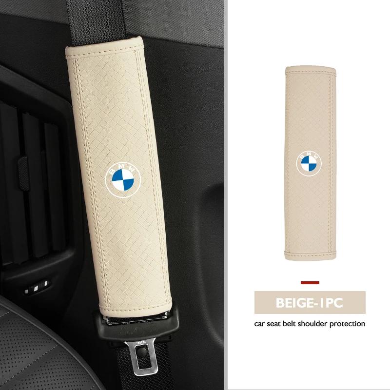 LPTJD1 2026 Car Sticker Leather Car Seat Belt Protector Pad Shoulder Strap Cover For BMW E90 E60 E46 E39 F30 F10 E87 X3 X4 X5 X1 G30 G2
