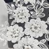 Flower Embroidered Lace Applique Beads Rhinestones Applique Sew On Patches Applique for Wedding Gown Evening Dress