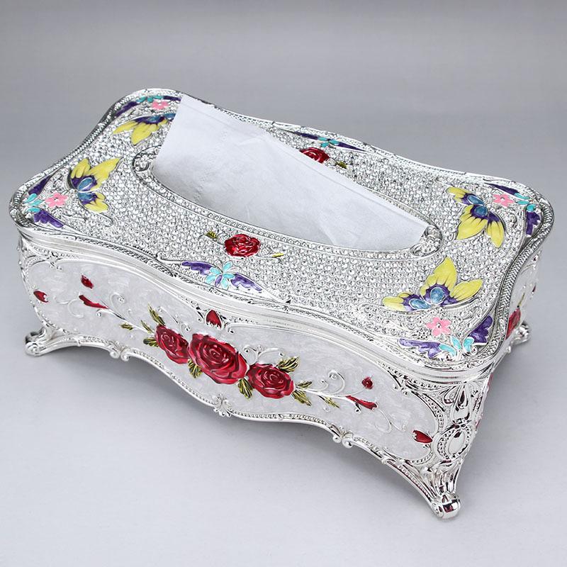 New high-grade extractive tissue box European paper drawer box with drill universal zinc alloy metal paper drawer box
