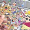 5PCS Crayon Shin Chan Double Transparent Cut Membrane Sticker DIY High-value Hand Account Decoration Laser Transparent Sticker