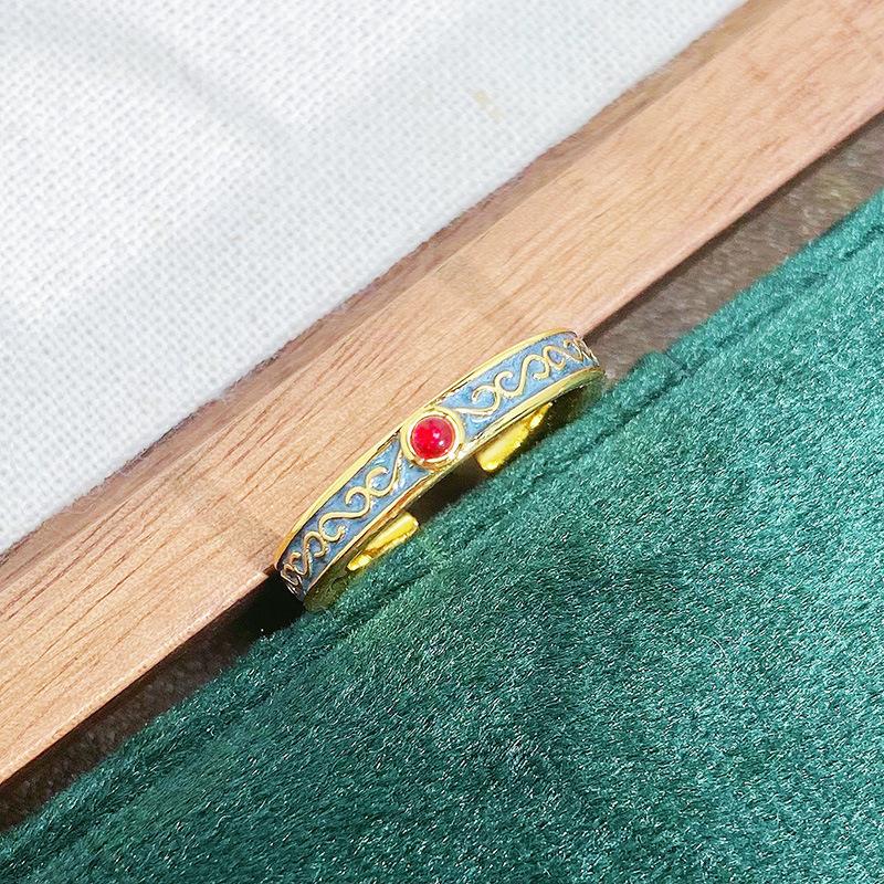 Medieval Personality Retro Dream Pink Butterfly Enamel Drip Open Ring Exquisite Light Luxury Pattern Ring