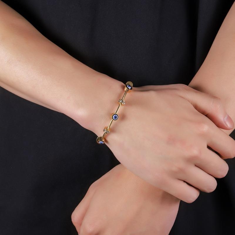 Evil Eye Titanium Steel Non Fading Punk Bracelet Unisex Hip Hop Fashion Jewelry