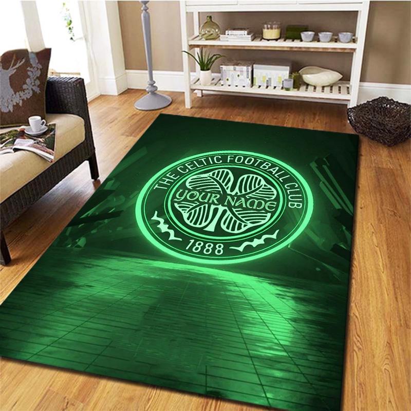 Tappeto Personalizzato con Stemma Celtic Fc per Soggiorno Camera da Letto Casa Decorazione Divano Tappetino Antiscivolo per Giochi Bambini