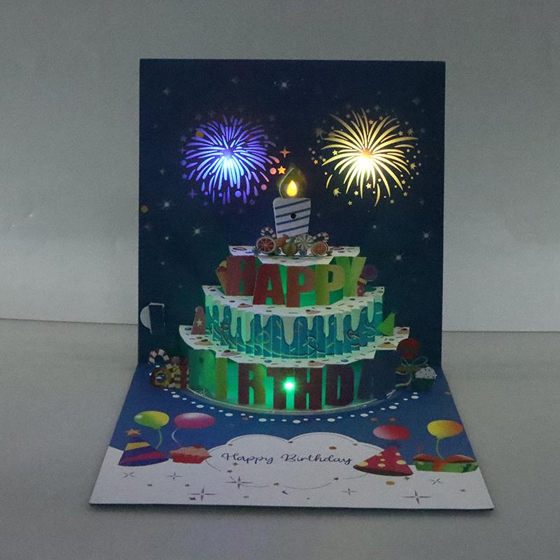Birthday Cards Lights And Sound Pop Up Happy Birthday Card Fireworks Birthday Greeting Cards 3D Pop Up 3D With Envelope