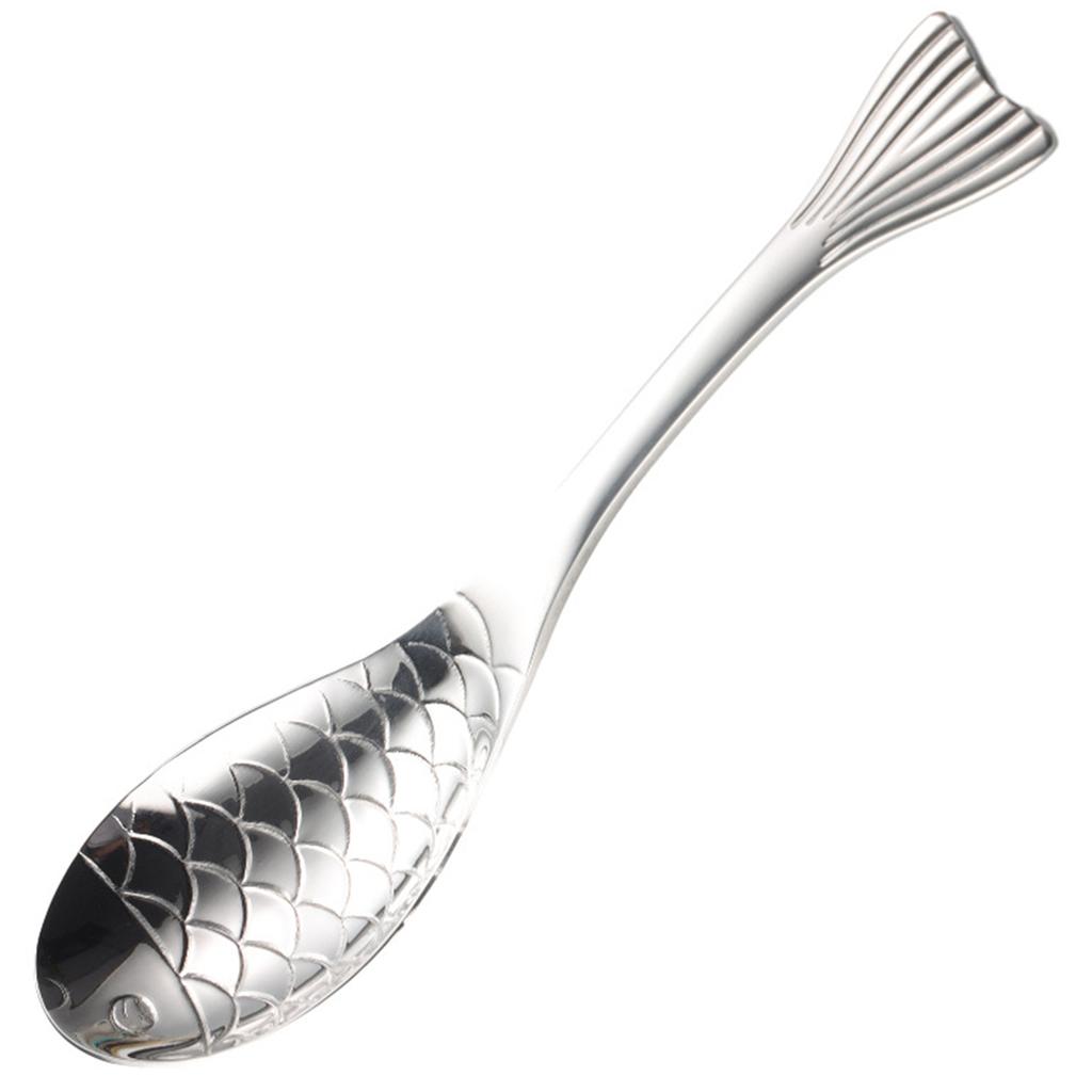 Food Grade Metal Dessert Spoon Unique Fish-Shaped Design Festive Holiday Buffets