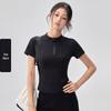 Women's Versatile Half-Zip Pilates Slimming Short Sleeve T-Shirt