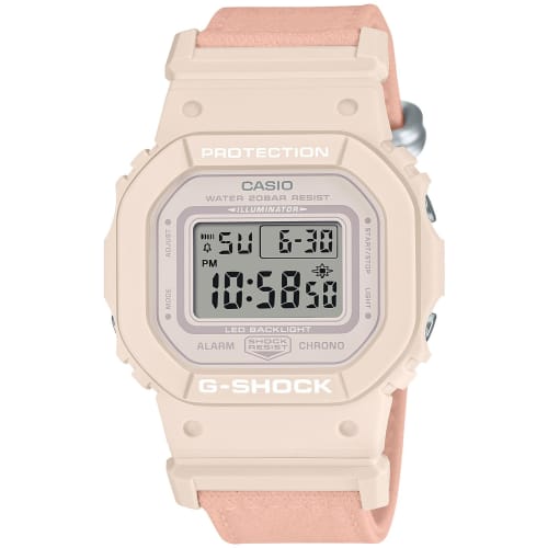

Часы Casio G-Shock, Модель среднего размера, GMD-S5600CT-3JF, Мужские, Бледно-розовые, Веб-эксклюзив, с перекрестным ремешком из FOOD TEXTILE и биомассового пластика.