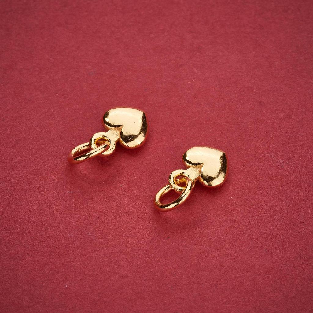 Gold-Plated Heart Pendant Charm: S925 Sterling Silver, Polished for DIY Beading Bracelet Accessories