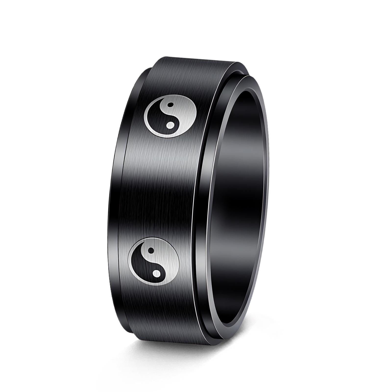 

Мужское кольцо-декомпрессор из нержавеющей стали 304, 8 мм, вращающееся, в стиле Тай Чи Size 13 чёрный