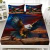 3pcs Fitted Sheet Set Animal Wolf Eagle Lion Dog Print 100% Polyester Breathable Bedding Set for Home Decor with 2 Pillowcases