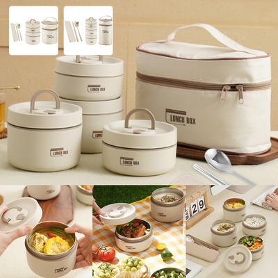 Thermo-Lunchbox aus Edelstahl für Erwachsene und Kinder, Bento-Box, isoliertes Lunchbehälter-Set, auslaufsichere Snack-Lunchbox mit Löffel, Gabel