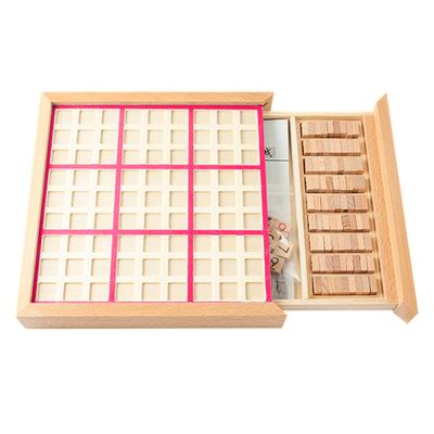 Dřevěná hrací deska sudoku Dřevěná herní sada sudoku se zásuvkou a stolními hračkami s matematickým hlavolamem