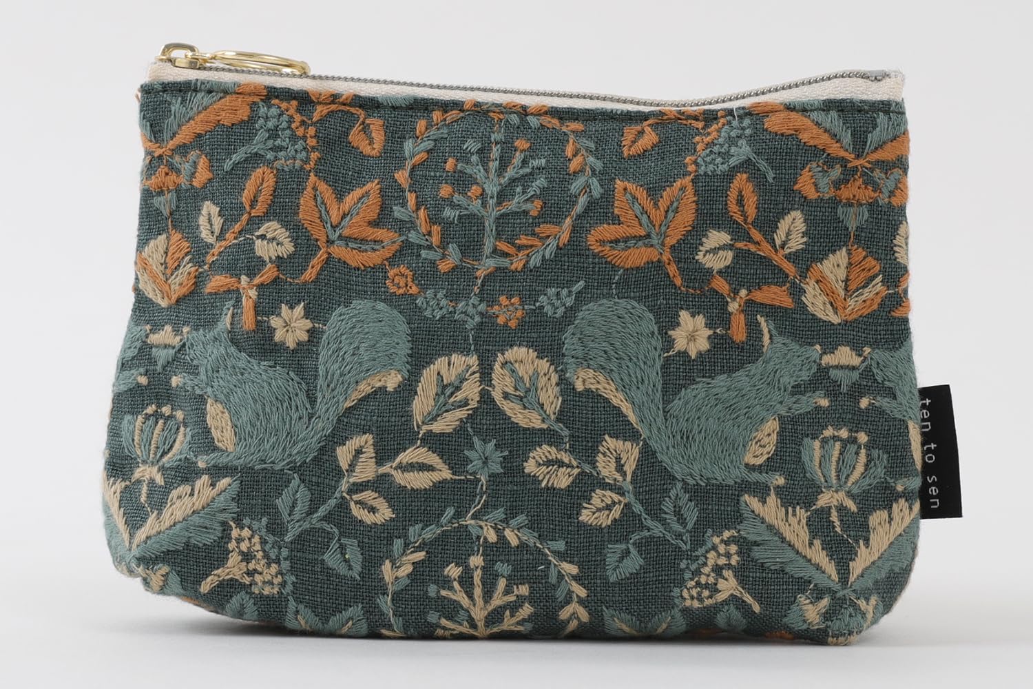 

DDintex Ten to Sen Basic Pouch, Lisunomori (Squirrel) Pattern, Green, 15 x 10.5 x 4.5cm [Dot and Line Embroidery Fabric]