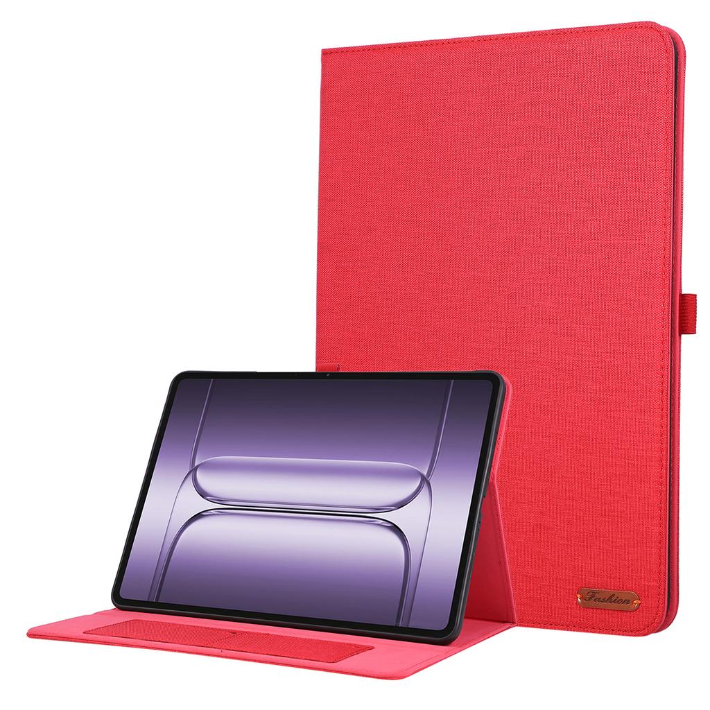 For OnePlus Pad 3 Case with Stand Card Holder Cloth Texture Leather Tablet Cover