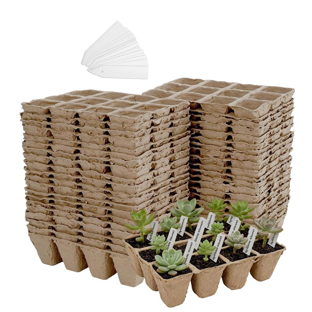 40pcs Peat Pot Seedling Tray Plantable Germination Cups With Labels For Vegetables Flowers Garden Backyard Balcony Greenhouse