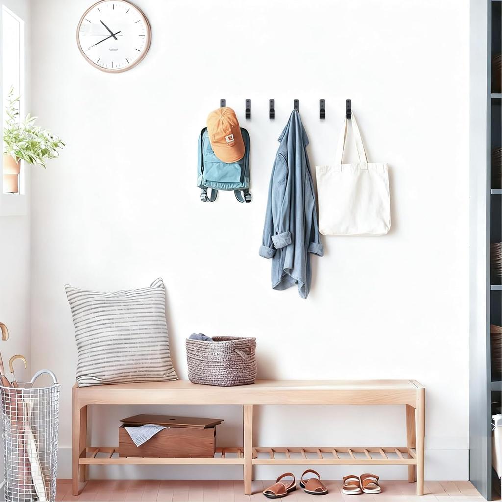 15-Pack Black Metal Wall Hooks, Heavy Duty Coat Hooks Wall Mounted for Hanging, Screw in Hooks for Towel, Clothing, Robe, Single Hooks for